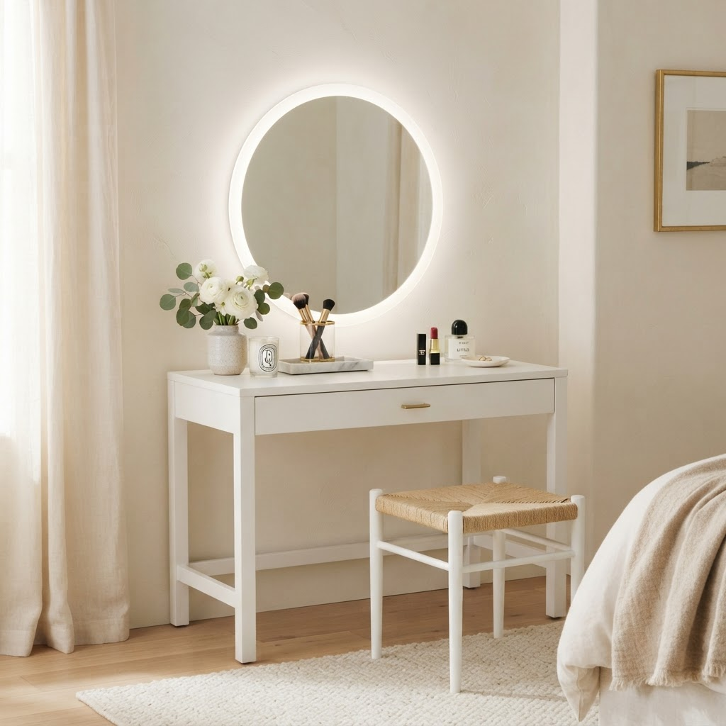Weiße minimalistische Schminkkommode